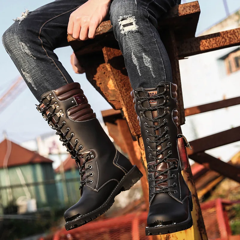 Men Knee High Leather Boots Wi - огляд і ціна Men'S Shoes Hoka Sale